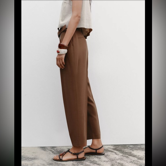 Zara brown belted flowy pants - Picture 3 of 7